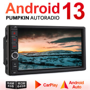 Pumpkin 7 inch touch screen universal double DIN built-in DAB Android 11 car radio with navigation Bluetooth